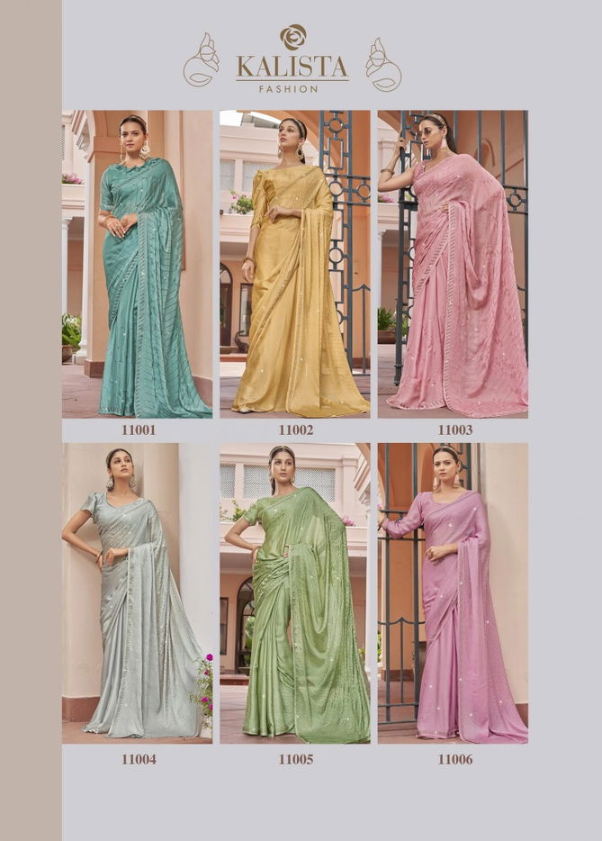 Kalista Inara Chiffon Embroidered Party Wear Saree Catalog
